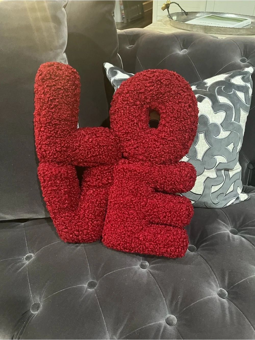 NWT Pottery Barn Cozy Teddy Faux Fur Love Shaped Pillow